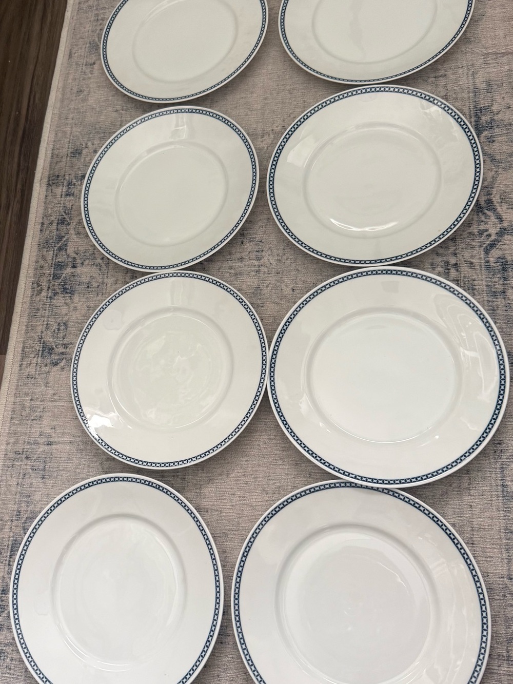 Rosenthal Bavaria H 363 Set of 8 Blue & White 10” Dinner Plates Vintage